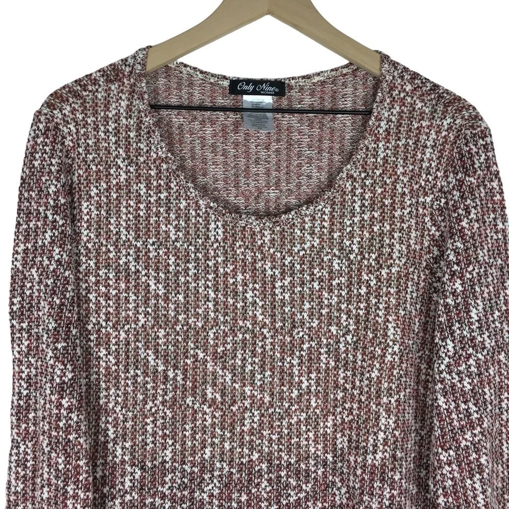 ONLY NINE Woman Top Sweater Blouse Woven Fringe Asymmetrical Trim Scoop Neck 2X - Picture 2 of 9